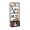Rustic Brown 8-tier Bookshelf with 4 Fabric Drawers and Heavy-Duty Metal Frame